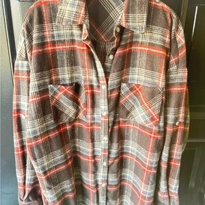 White Birch Red and Brown Plaid Shirt
